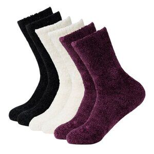 32 Degrees Heat Women's Cozy Socks 3-Pack - Black, Cream, and Burgundy L/XL